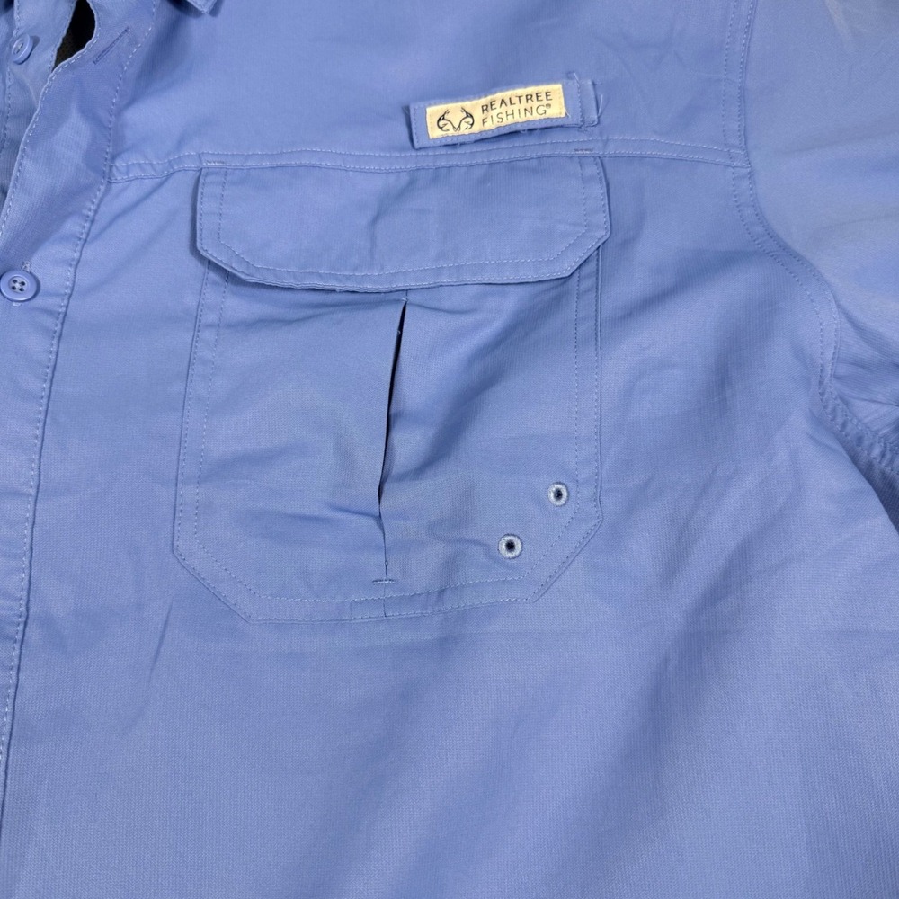 Realtree Fishing Shirt 3XL Blue Yonder Short Sleeve Vented Button Down TS10317 - Picture 12 of 16